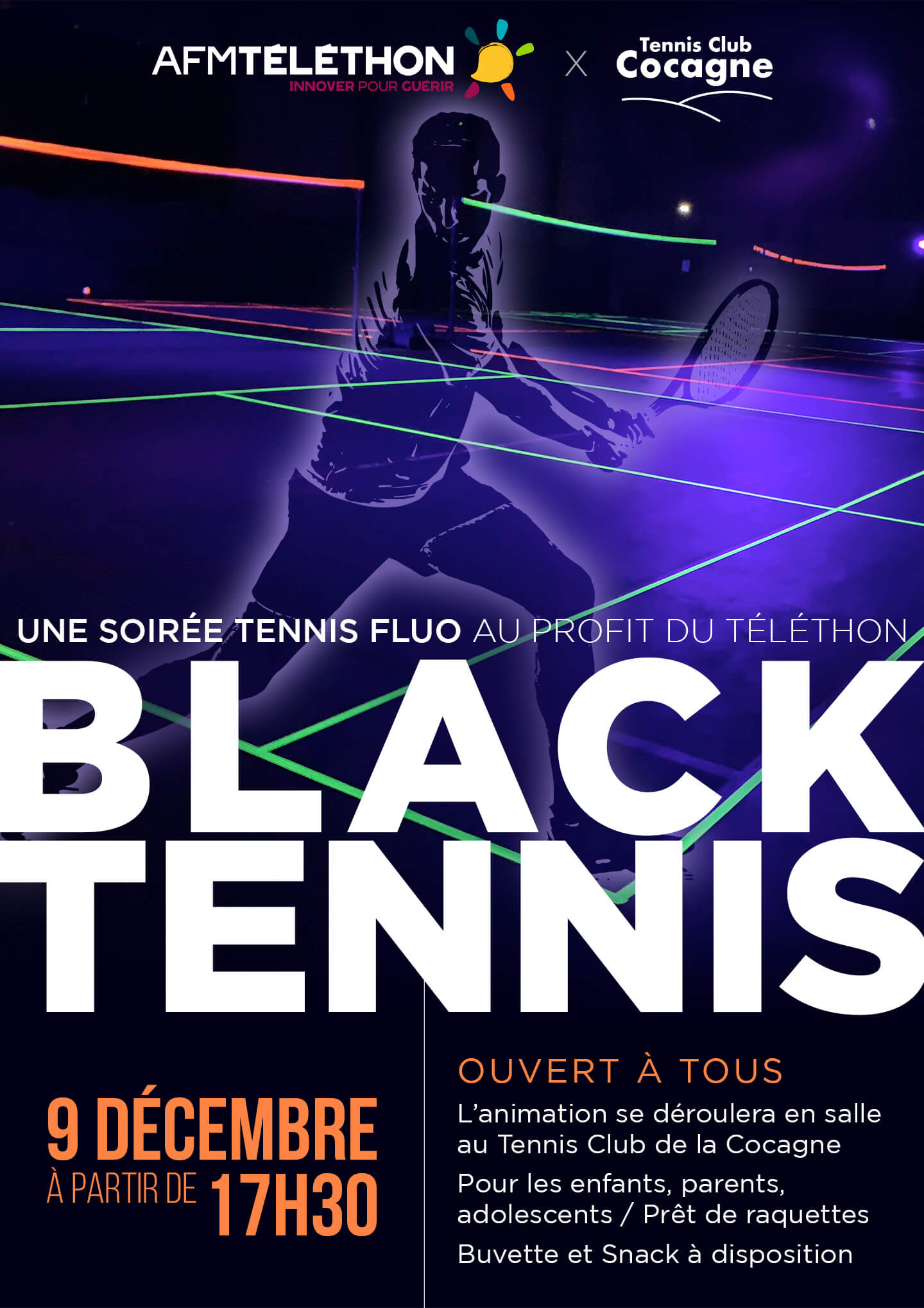 Tennis Fluo au profit du Téléthon ouvert à tous